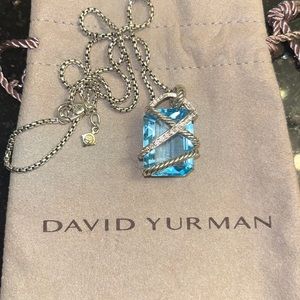 David Yurman RARE cable wrapped blue topaz . Large.